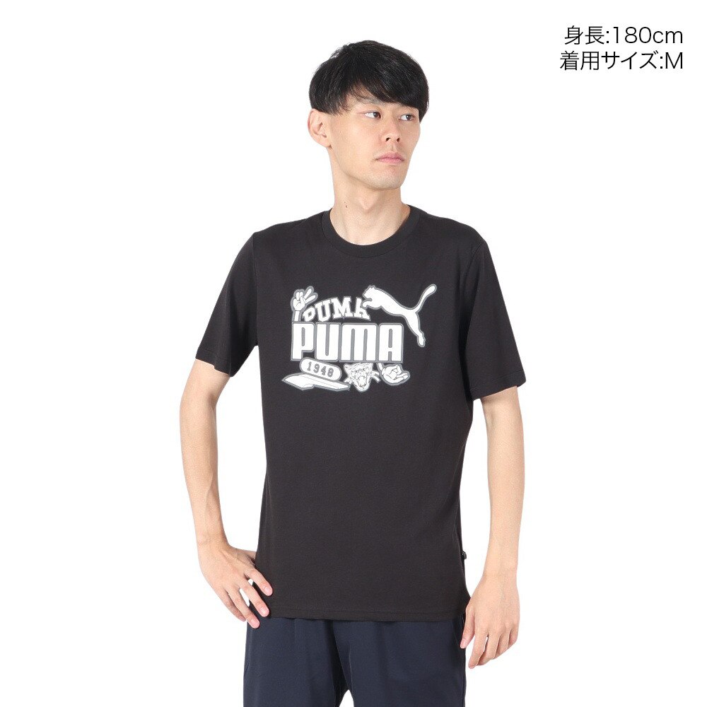 プーマ（PUMA）（メンズ）半袖Tシャツ メンズ グラフィック 675649 01 BLK