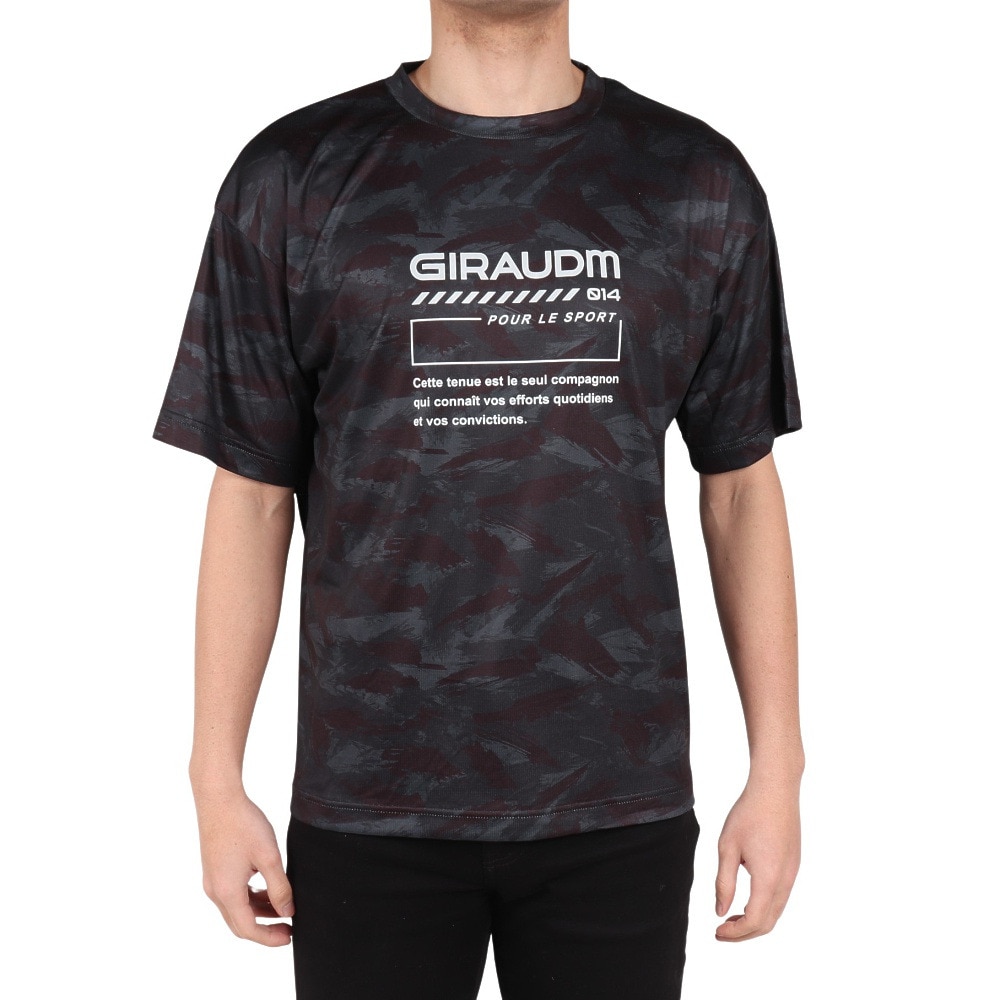 ジローム（GIRAUDM）（メンズ）ドライプラスクール SHINE BLOCK メッシュ半袖Tシャツ CT4S0016-TR863-GRSD BLK
