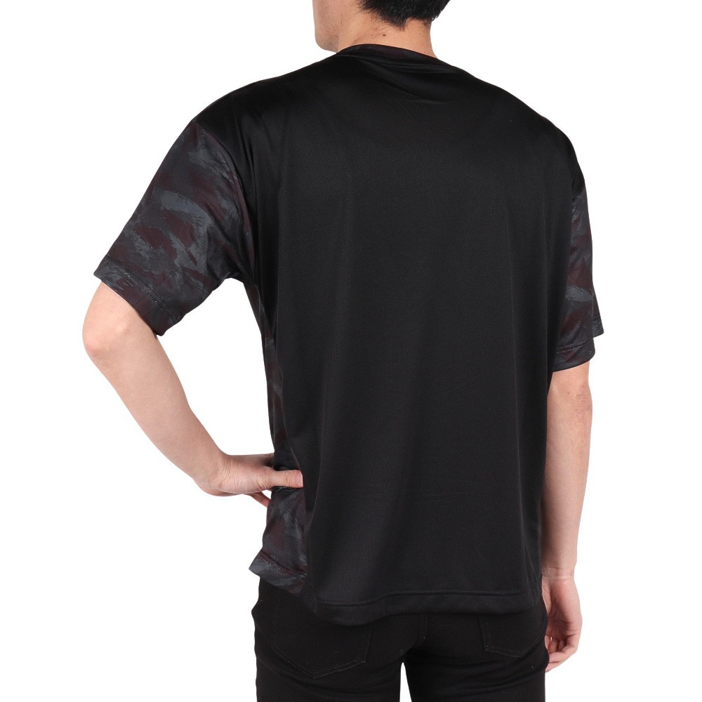 ジローム（GIRAUDM）（メンズ）ドライプラスクール SHINE BLOCK メッシュ半袖Tシャツ CT4S0016-TR863-GRSD BLK