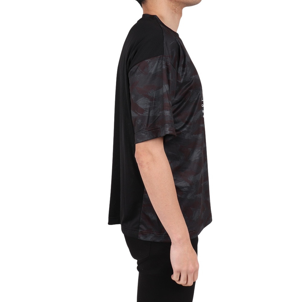 ジローム（GIRAUDM）（メンズ）ドライプラスクール SHINE BLOCK メッシュ半袖Tシャツ CT4S0016-TR863-GRSD BLK