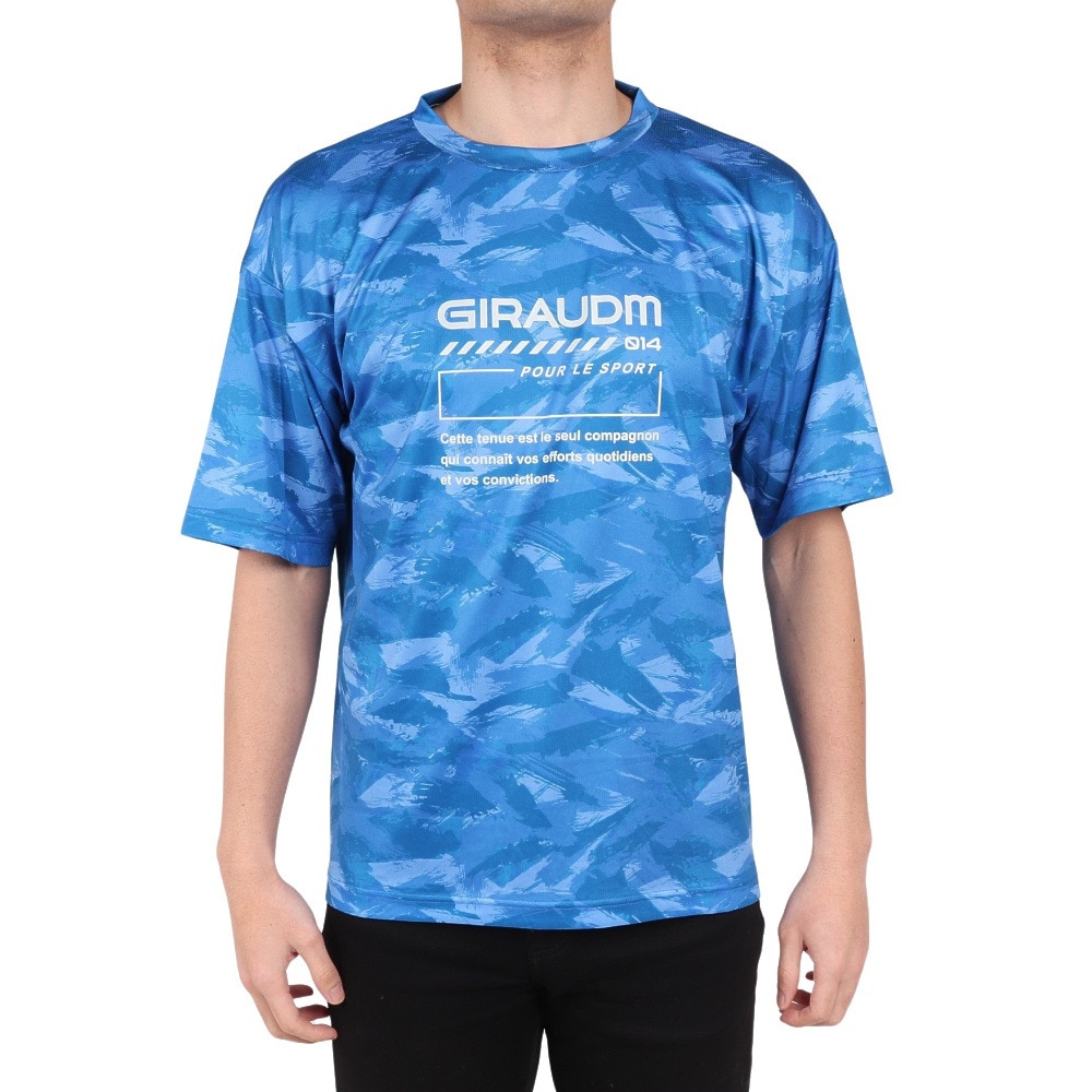 ジローム（GIRAUDM）（メンズ）ドライプラスクール SHINE BLOCK メッシュ半袖Tシャツ CT4S0016-TR863-GRSD BLU