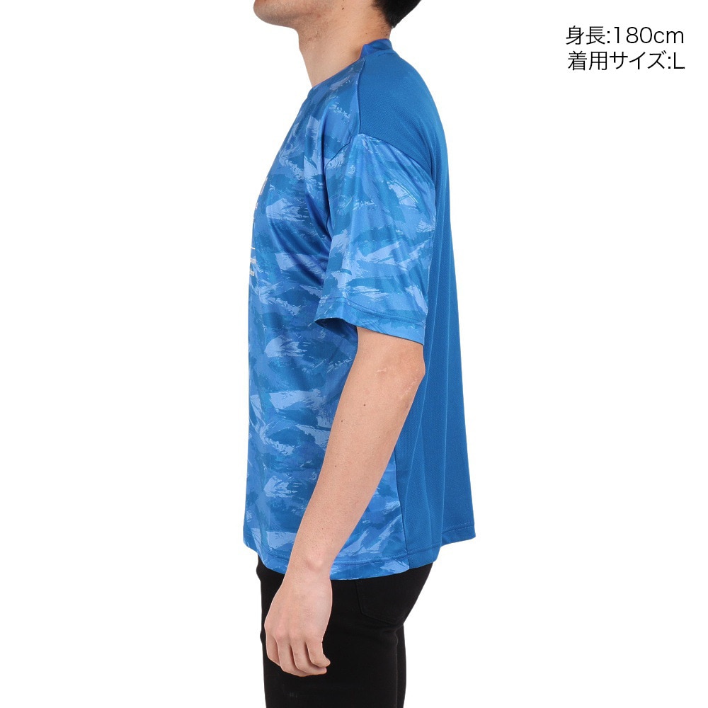 ジローム（GIRAUDM）（メンズ）ドライプラスクール SHINE BLOCK メッシュ半袖Tシャツ CT4S0016-TR863-GRSD BLU