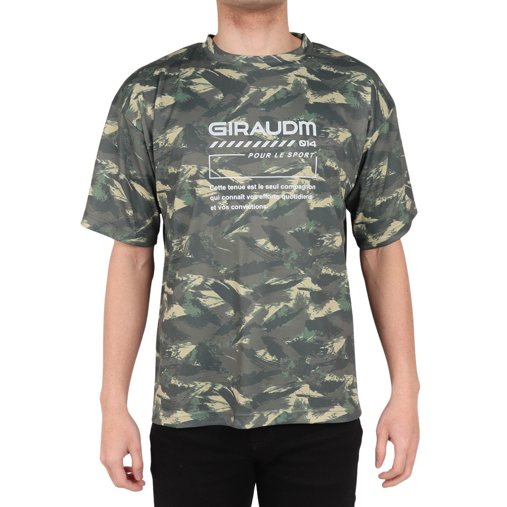 ジローム（GIRAUDM）（メンズ）ドライプラスクール SHINE BLOCK メッシュ半袖Tシャツ CT4S0016-TR863-GRSD KHK