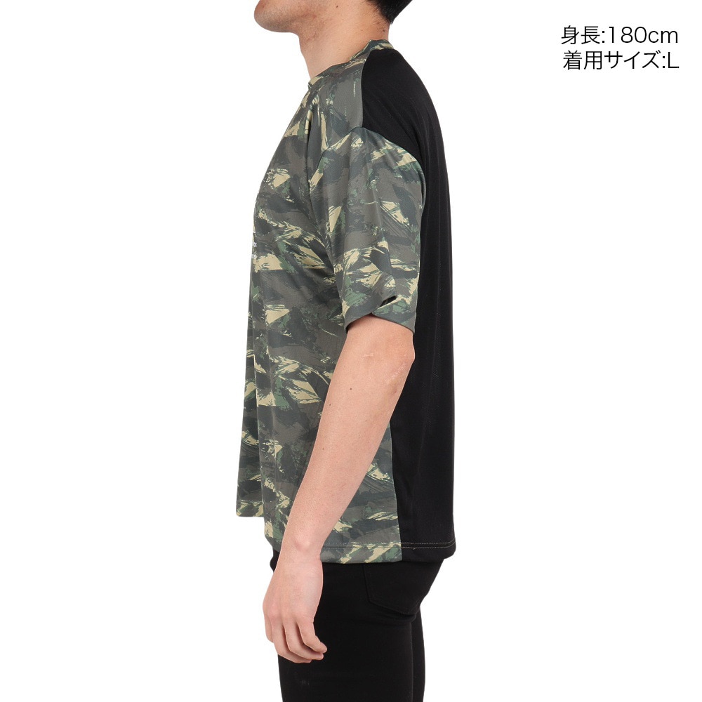 ジローム（GIRAUDM）（メンズ）ドライプラスクール SHINE BLOCK メッシュ半袖Tシャツ CT4S0016-TR863-GRSD KHK