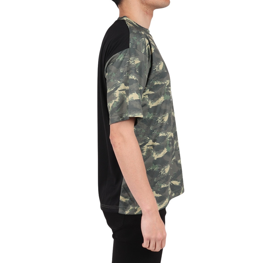 ジローム（GIRAUDM）（メンズ）ドライプラスクール SHINE BLOCK メッシュ半袖Tシャツ CT4S0016-TR863-GRSD KHK