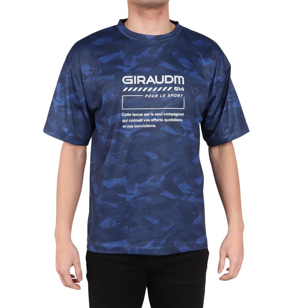ジローム（GIRAUDM）（メンズ）ドライプラスクール SHINE BLOCK メッシュ半袖Tシャツ CT4S0016-TR863-GRSD NVY