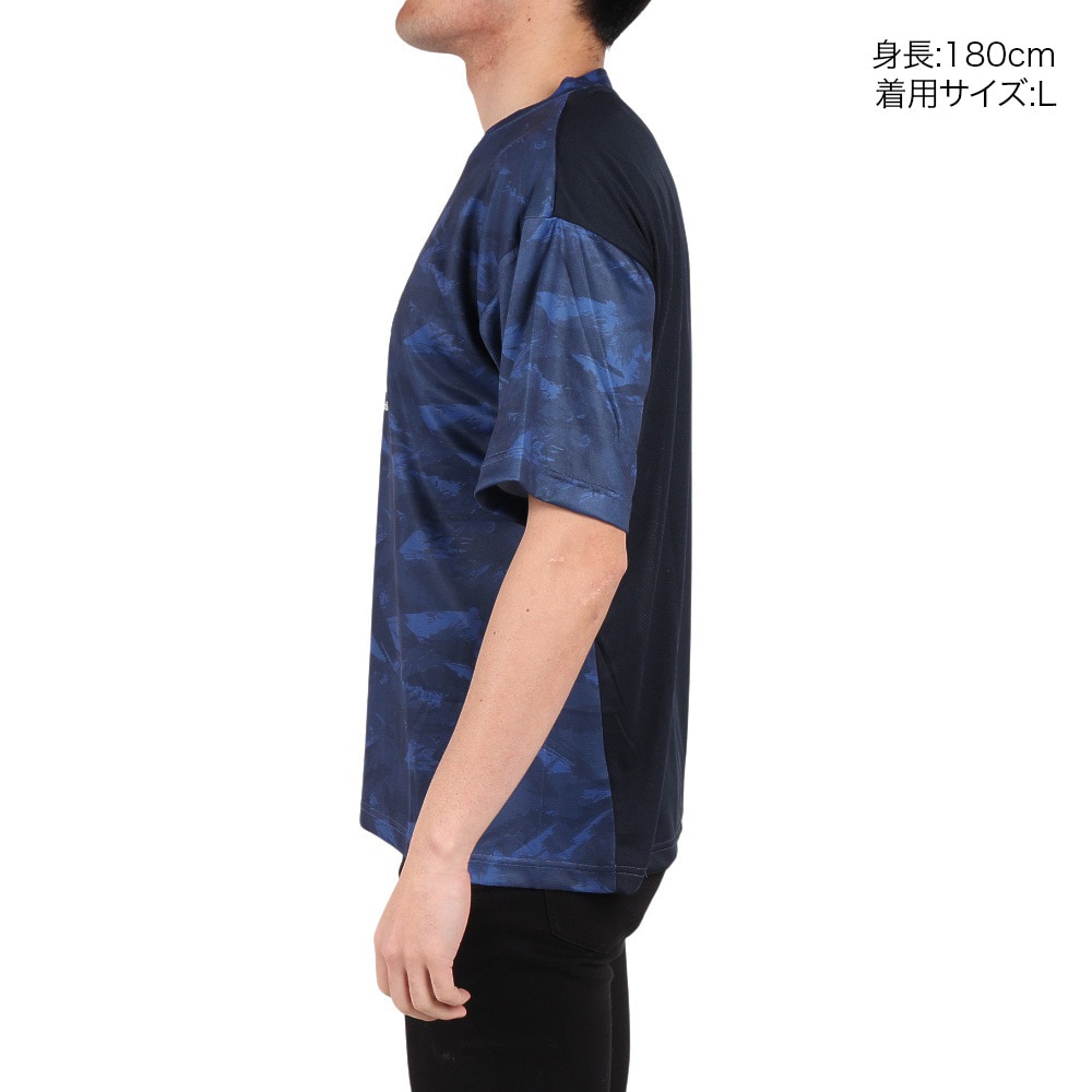ジローム（GIRAUDM）（メンズ）ドライプラスクール SHINE BLOCK メッシュ半袖Tシャツ CT4S0016-TR863-GRSD NVY