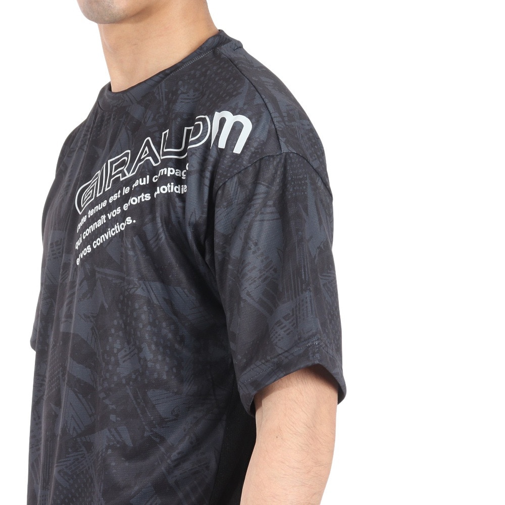 ジローム（GIRAUDM）（メンズ）ドライプラスクール SHINE BLOCK メッシュ半袖Tシャツ CT4S0017-TR863-GRSD BLK