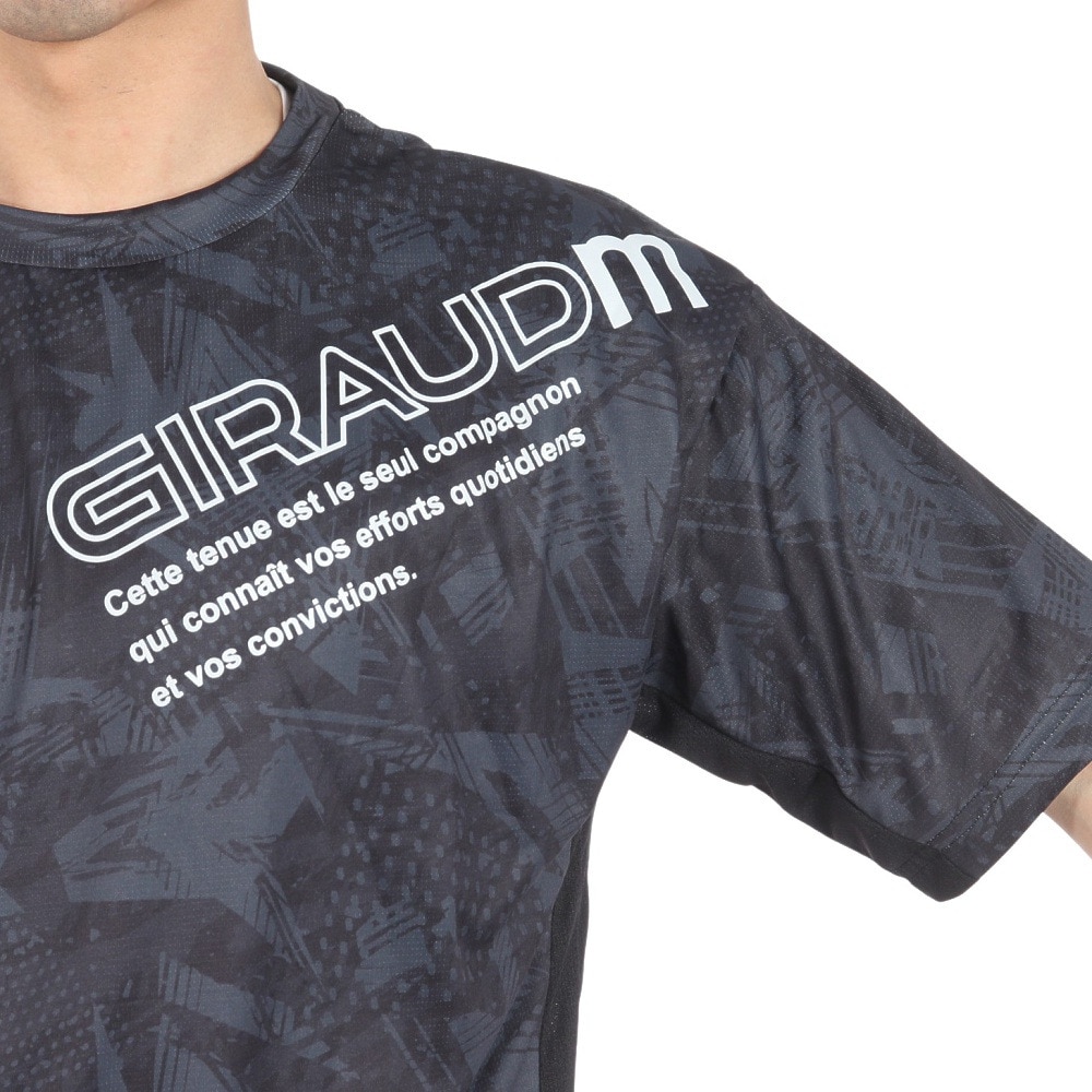 ジローム（GIRAUDM）（メンズ）ドライプラスクール SHINE BLOCK メッシュ半袖Tシャツ CT4S0017-TR863-GRSD BLK