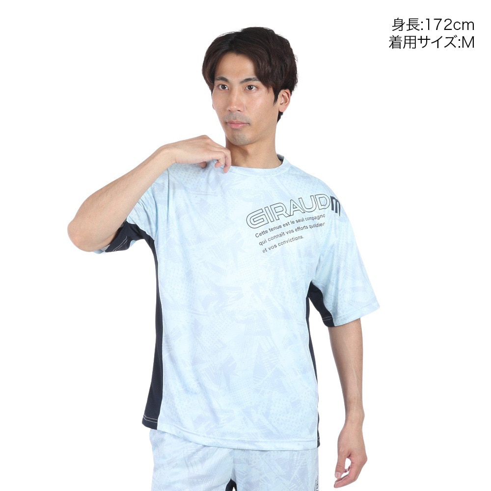 ジローム（GIRAUDM）（メンズ）ドライプラスクール SHINE BLOCK メッシュ半袖Tシャツ CT4S0017-TR863-GRSD SAX