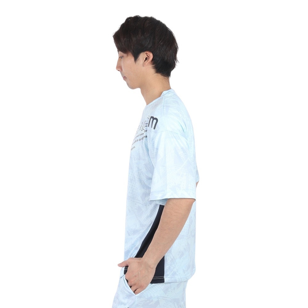 ジローム（GIRAUDM）（メンズ）ドライプラスクール SHINE BLOCK メッシュ半袖Tシャツ CT4S0017-TR863-GRSD SAX