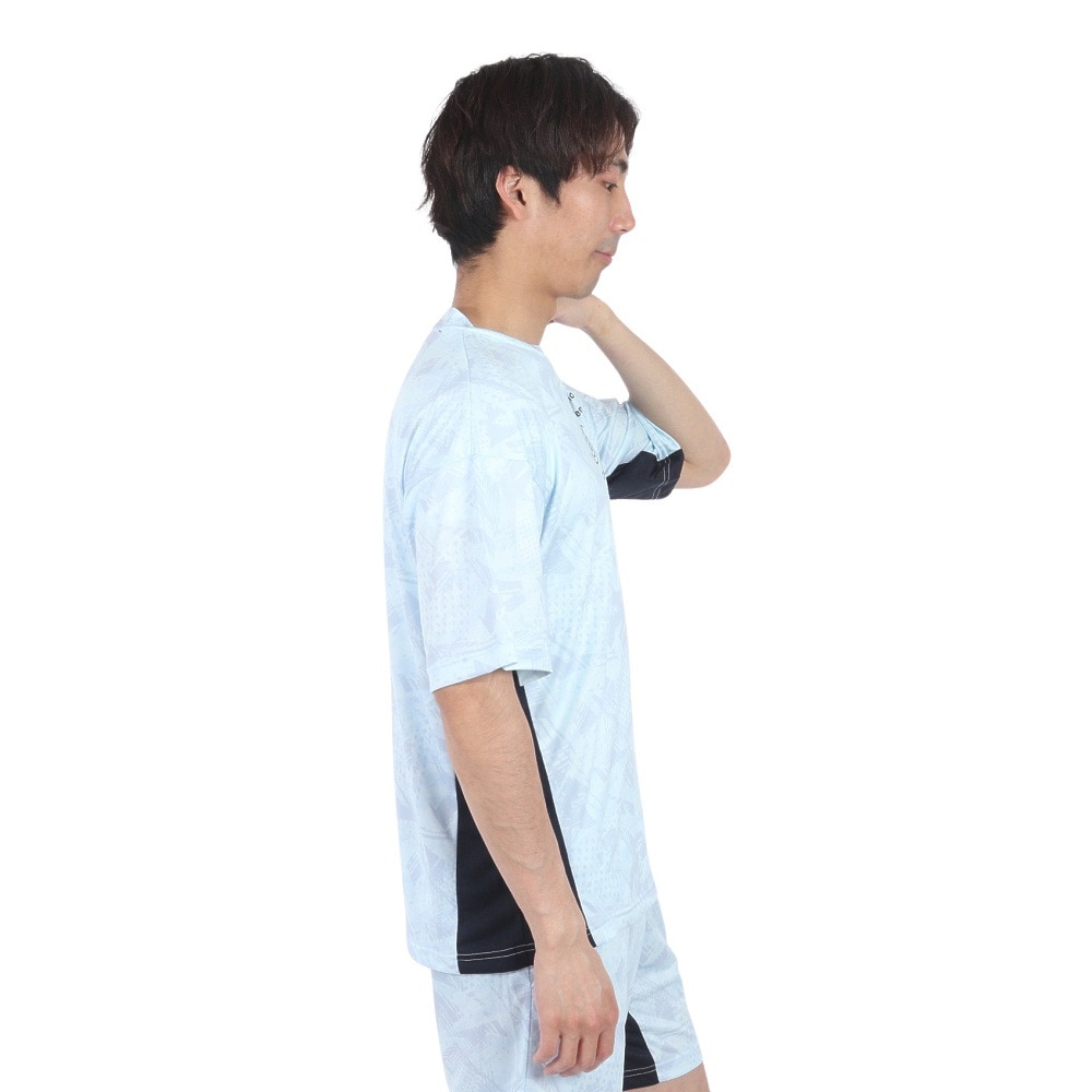 ジローム（GIRAUDM）（メンズ）ドライプラスクール SHINE BLOCK メッシュ半袖Tシャツ CT4S0017-TR863-GRSD SAX