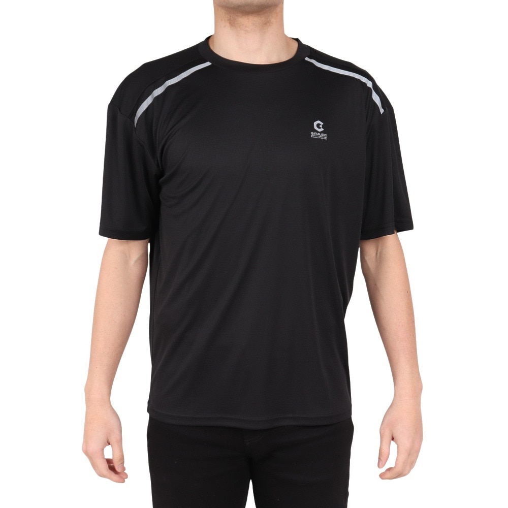 ジローム（GIRAUDM）（メンズ）ドライプラス グリッドメッシュ半袖Tシャツ CT4S0091-TR863-GRGC BLK