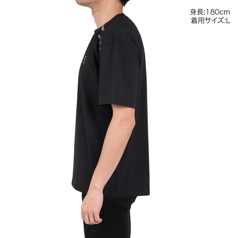 ジローム（GIRAUDM）（メンズ）ワッフルメッシュ半袖Tシャツ CT4S0092-TR863-GRGC BLK