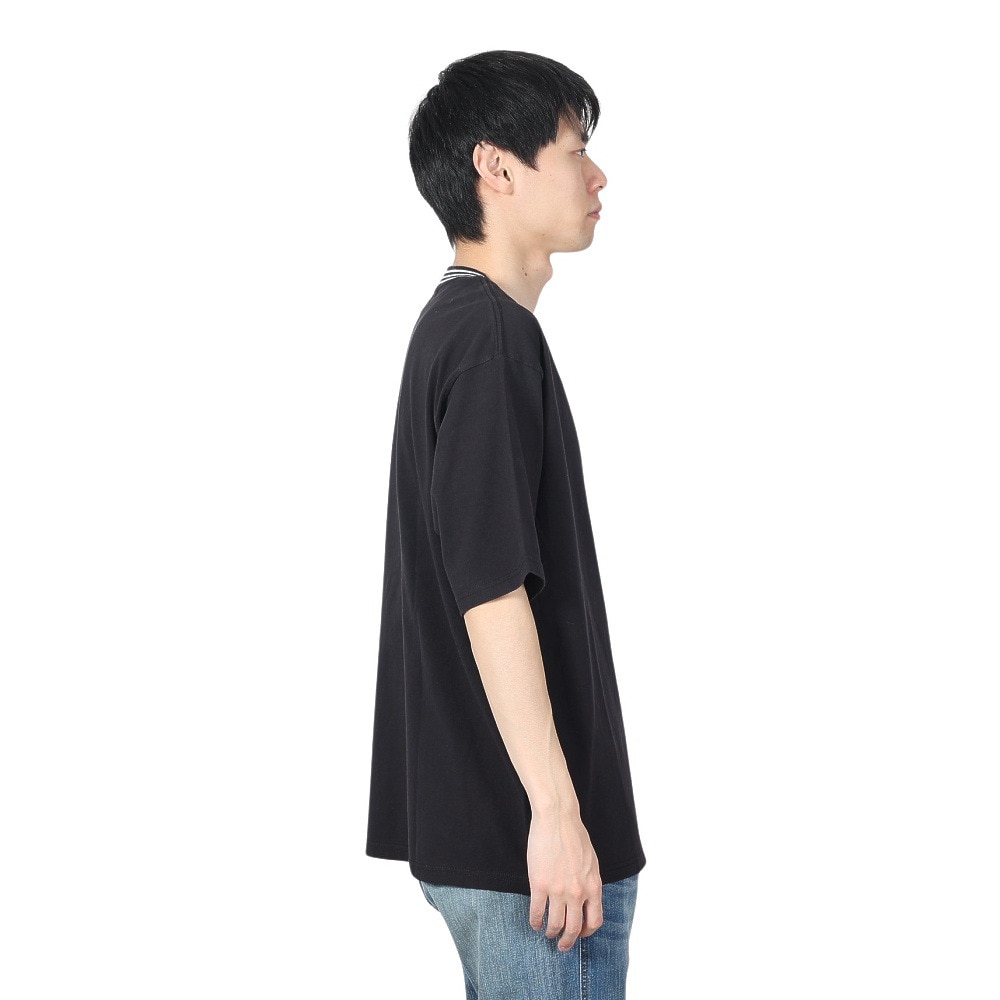 バクタ（BUKTA）（メンズ）襟ライン ロゴ刺繍 半袖Tシャツ BU2345805:19:BLACK