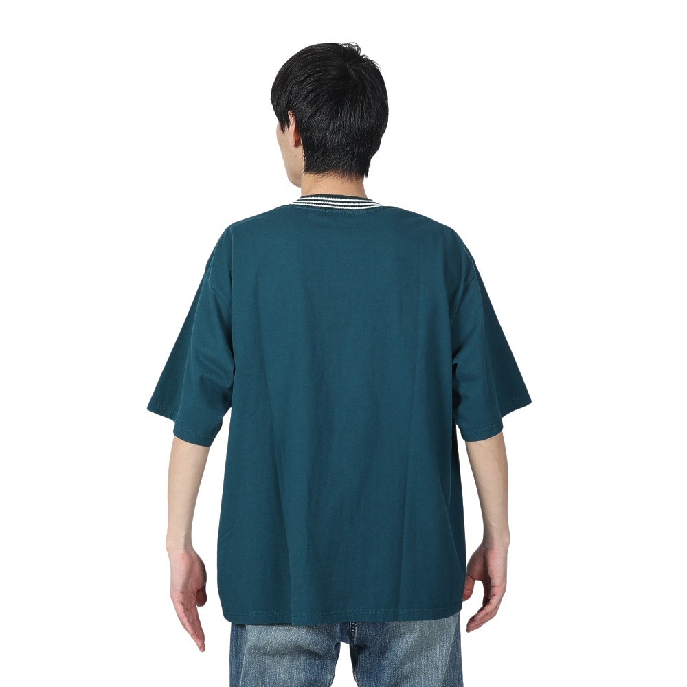 バクタ（BUKTA）（メンズ）襟ライン ロゴ刺繍 半袖Tシャツ BU2345805:65:GREEN