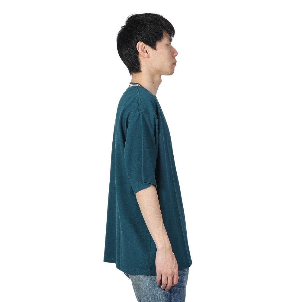 バクタ（BUKTA）（メンズ）襟ライン ロゴ刺繍 半袖Tシャツ BU2345805:65:GREEN