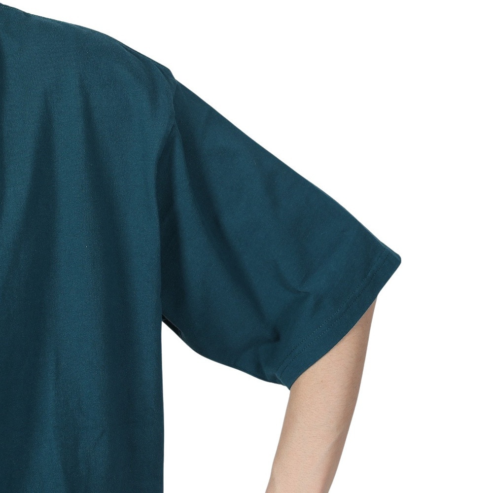 バクタ（BUKTA）（メンズ）襟ライン ロゴ刺繍 半袖Tシャツ BU2345805:65:GREEN