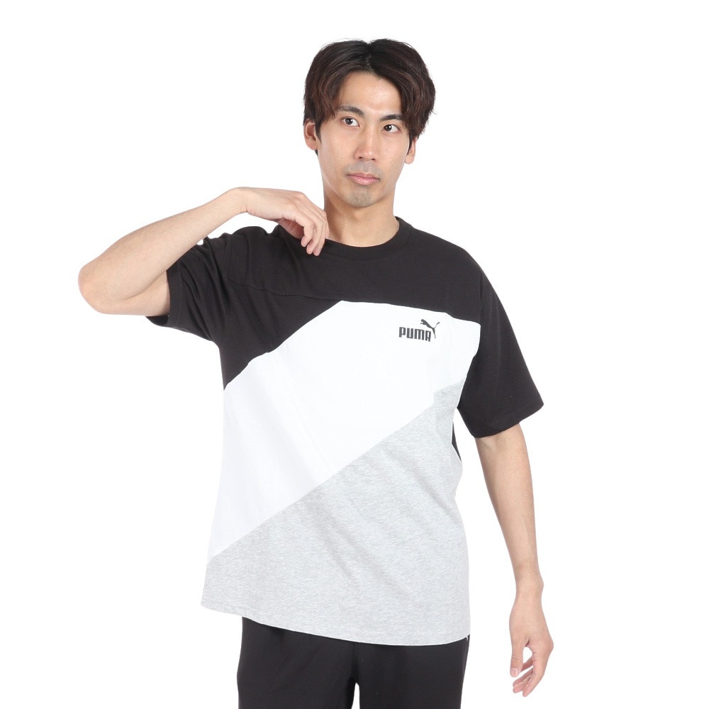 プーマ（PUMA）（メンズ）POWER MX 半袖カラーブロックTシャツ 681074 01 BLK