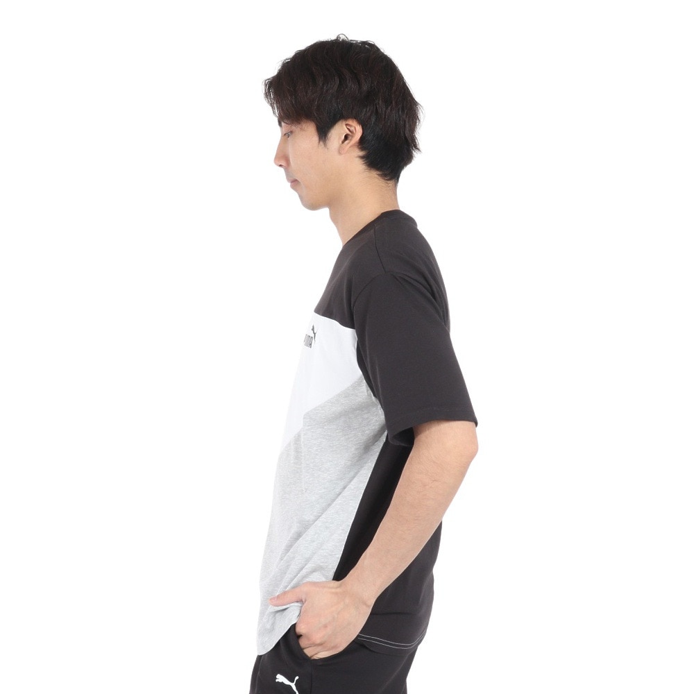 プーマ（PUMA）（メンズ）POWER MX 半袖カラーブロックTシャツ 681074 01 BLK