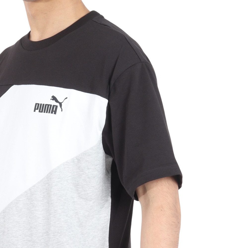 プーマ（PUMA）（メンズ）POWER MX 半袖カラーブロックTシャツ 681074 01 BLK