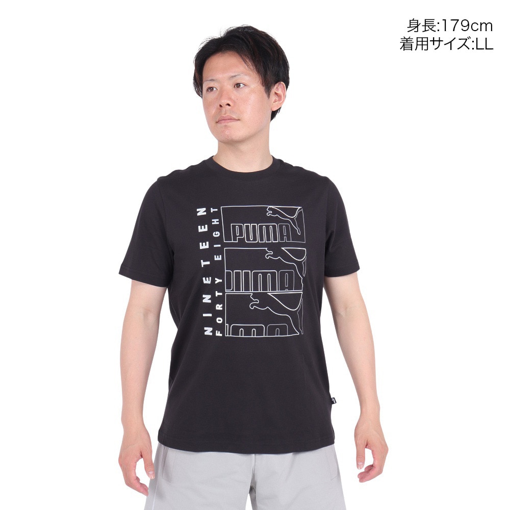 プーマ（PUMA）（メンズ）グラフィックス トリプル NO1 ロゴ 半袖 Tシャツ 681156 01 BLK