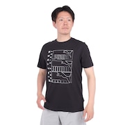 (メンズ)グラフィックス トリプル NO1 ロゴ 半袖 Tシャツ 681156 01 BLK