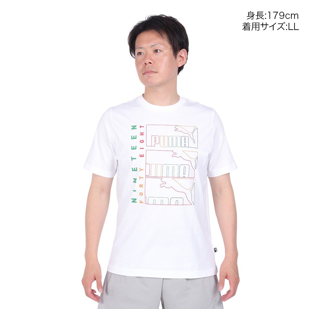 プーマ（PUMA）（メンズ）グラフィックス トリプル NO1 ロゴ 半袖 Tシャツ 681156 02 WHT