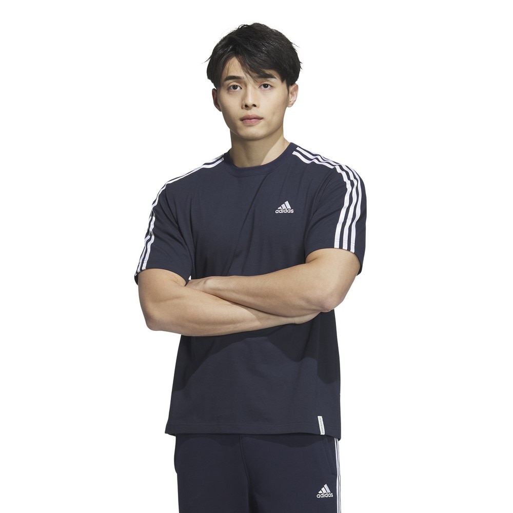 アディダス（adidas）（メンズ）エッセンシャルズ プラス ルーズフィット スリーストライプス 半袖Tシャツ KWE96-JF3917