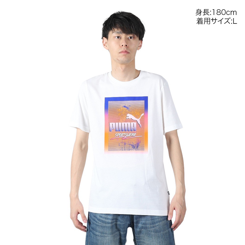 プーマ（PUMA）（メンズ）グラフィックス フォト プリント 半袖 Tシャツ 681161 02 WHT