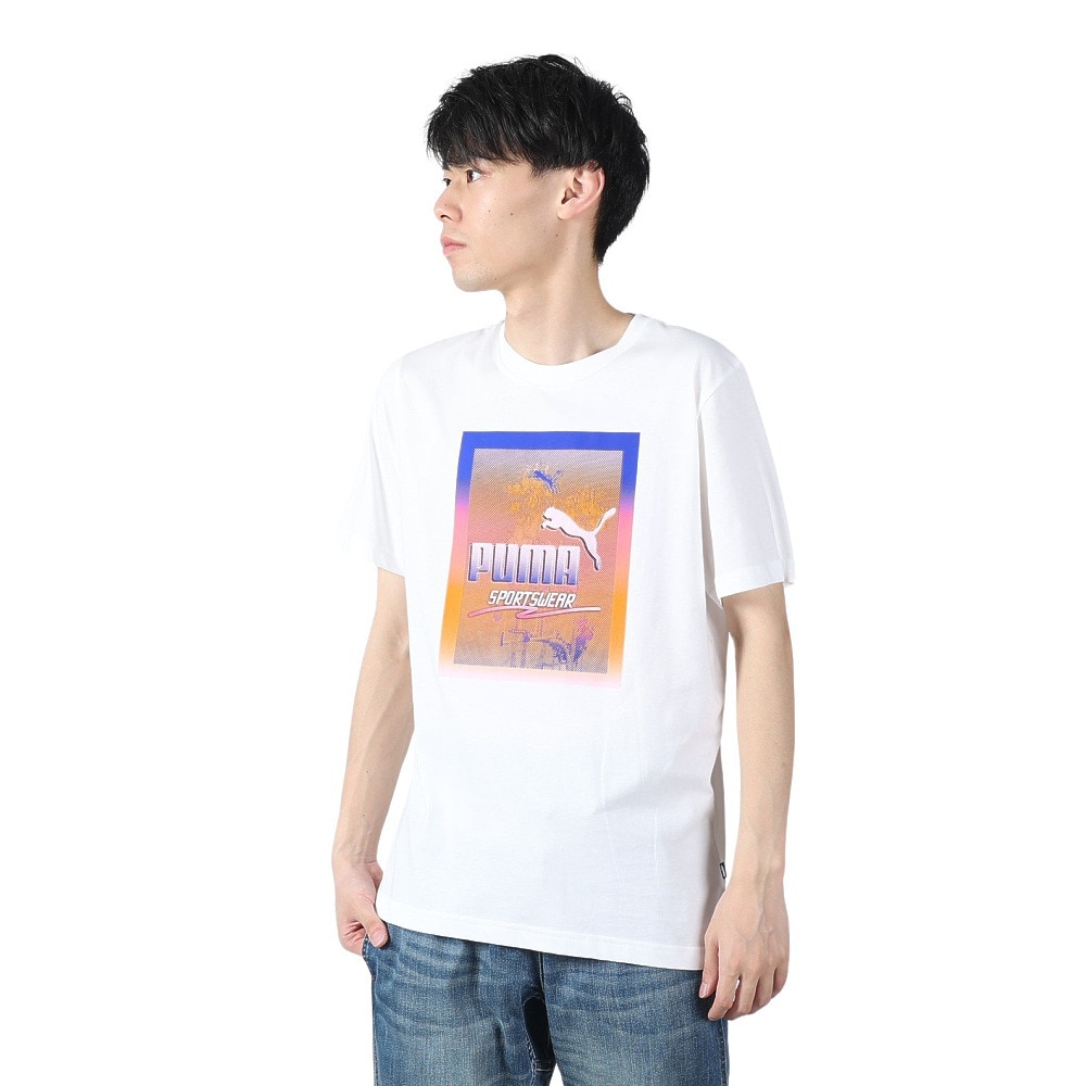 プーマ（PUMA）（メンズ）グラフィックス フォト プリント 半袖 Tシャツ 681161 02 WHT