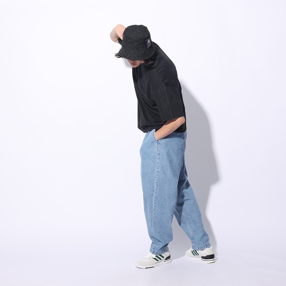 アディダス（adidas）（メンズ、レディース）スリーストライプス Tシャツ 半袖 KUE35-IT0891 黒 ブラック ヘビーウェイト ルーズフィット