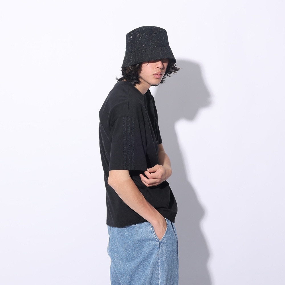 アディダス（adidas）（メンズ、レディース）スリーストライプス Tシャツ 半袖 KUE35-IT0891 黒 ブラック ヘビーウェイト ルーズフィット