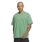 アディダス（adidas）（メンズ、レディース）スリーストライプス Tシャツ 半袖 KUE35-IT0892 グリーン ヘビーウェイト ルーズフィット