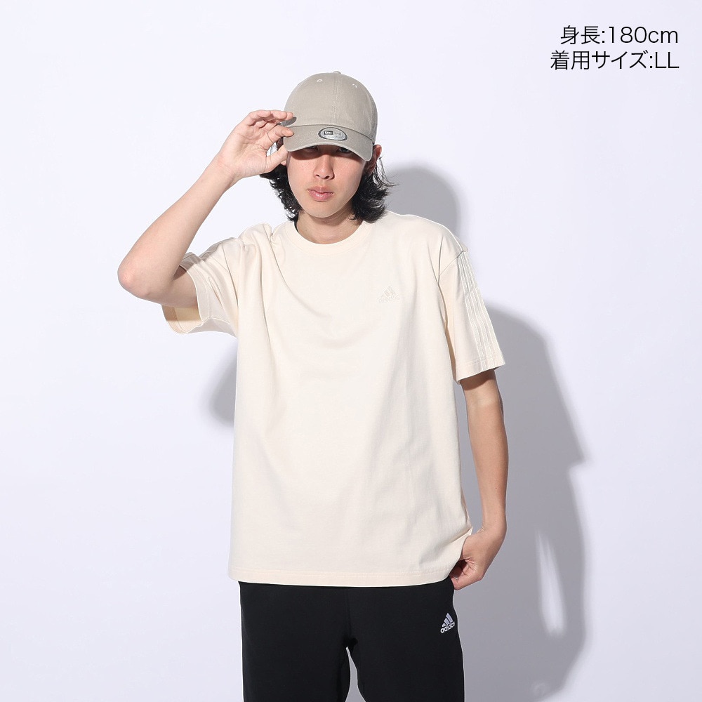 アディダス（adidas）（メンズ、レディース）スリーストライプス Tシャツ 半袖 KUE35-IT0893 白 ヘビーウェイト ルーズフィット