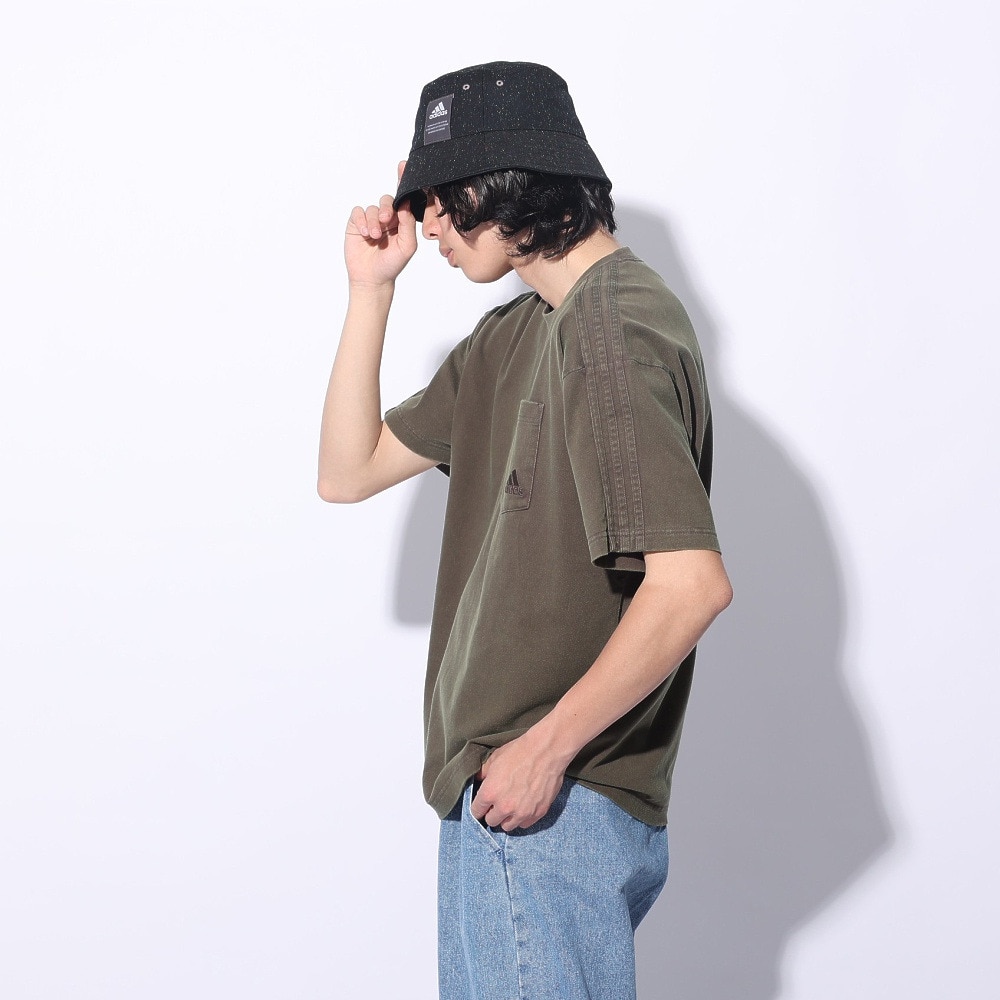 アディダス（adidas）（メンズ、レディース）スリーストライプス WASH Tシャツ 半袖 ポケT 胸ポケット KUE41-JE0943 ルーズフィット