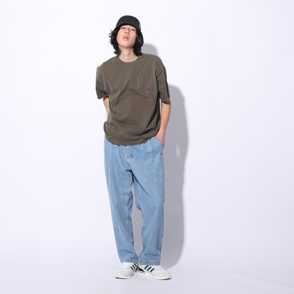 アディダス（adidas）（メンズ、レディース）スリーストライプス WASH Tシャツ 半袖 ポケT 胸ポケット KUE41-JE0943 ルーズフィット