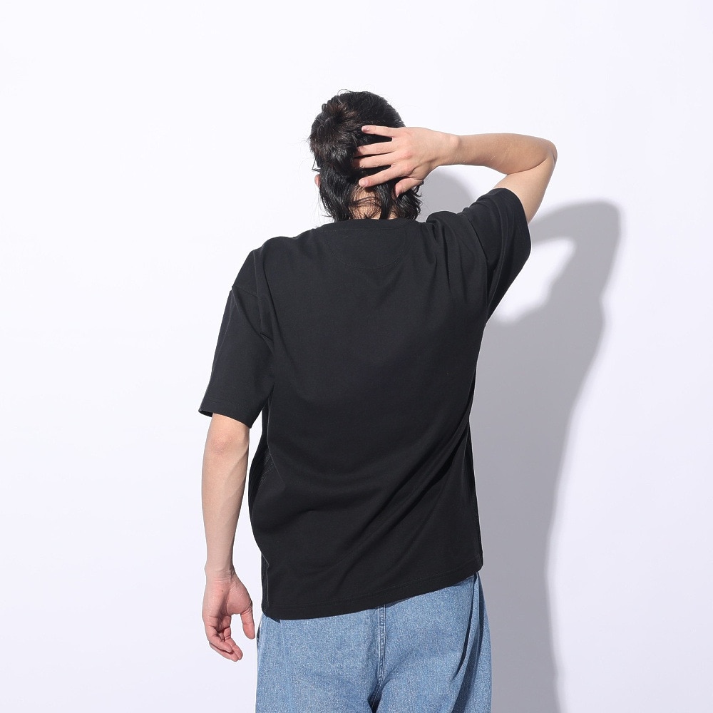 アディダス（adidas）（メンズ、レディース）スリーストライプス Tシャツ 半袖 KUE43-IT0913 黒 ブラック ヘビーウェイト ルーズフィット