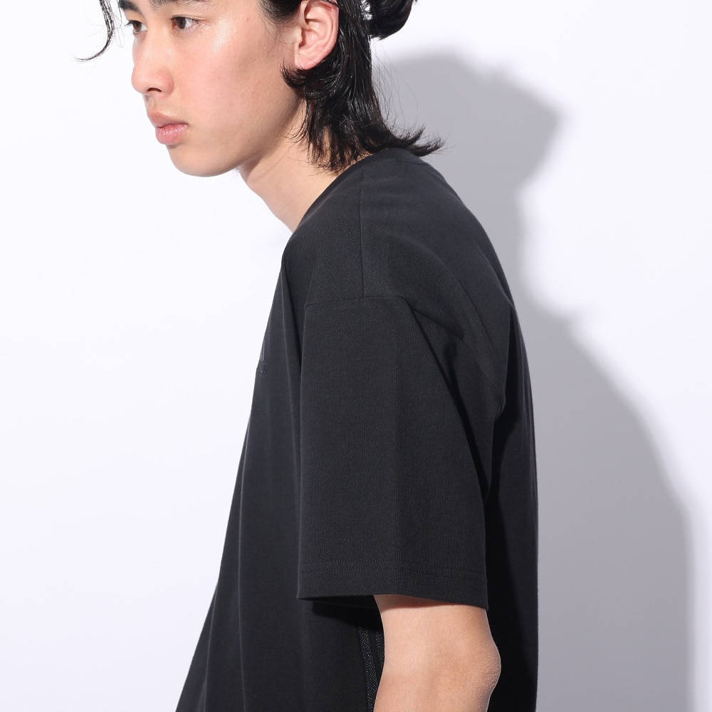 アディダス（adidas）（メンズ、レディース）スリーストライプス Tシャツ 半袖 KUE43-IT0913 黒 ブラック ヘビーウェイト ルーズフィット