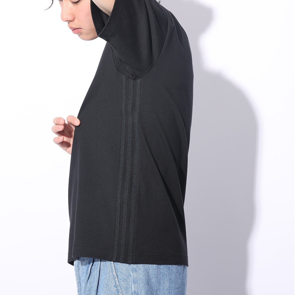 アディダス（adidas）（メンズ、レディース）スリーストライプス Tシャツ 半袖 KUE43-IT0913 黒 ブラック ヘビーウェイト ルーズフィット