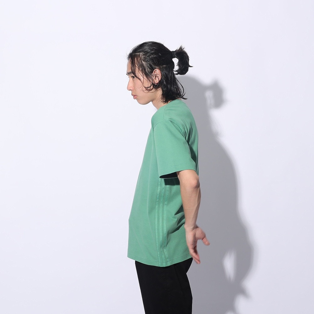 アディダス（adidas）（メンズ、レディース）スリーストライプス Tシャツ 半袖 KUE43-IT0914 グリーン ヘビーウェイト ルーズフィット