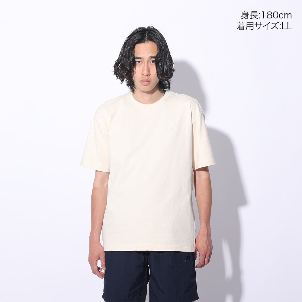 アディダス（adidas）（メンズ、レディース）スリーストライプス Tシャツ 半袖 KUE43-IT0915 白 ヘビーウェイト ルーズフィット