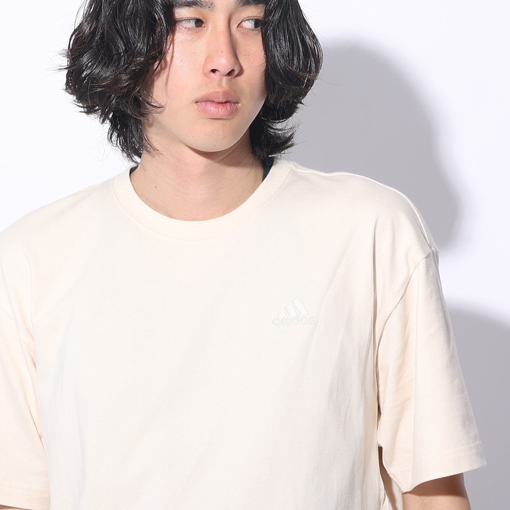 アディダス（adidas）（メンズ、レディース）スリーストライプス Tシャツ 半袖 KUE43-IT0915 白 ヘビーウェイト ルーズフィット