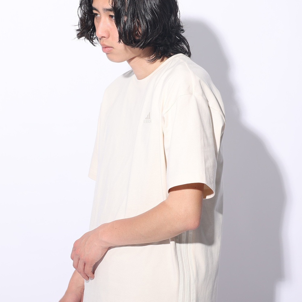 アディダス（adidas）（メンズ、レディース）スリーストライプス Tシャツ 半袖 KUE43-IT0915 白 ヘビーウェイト ルーズフィット