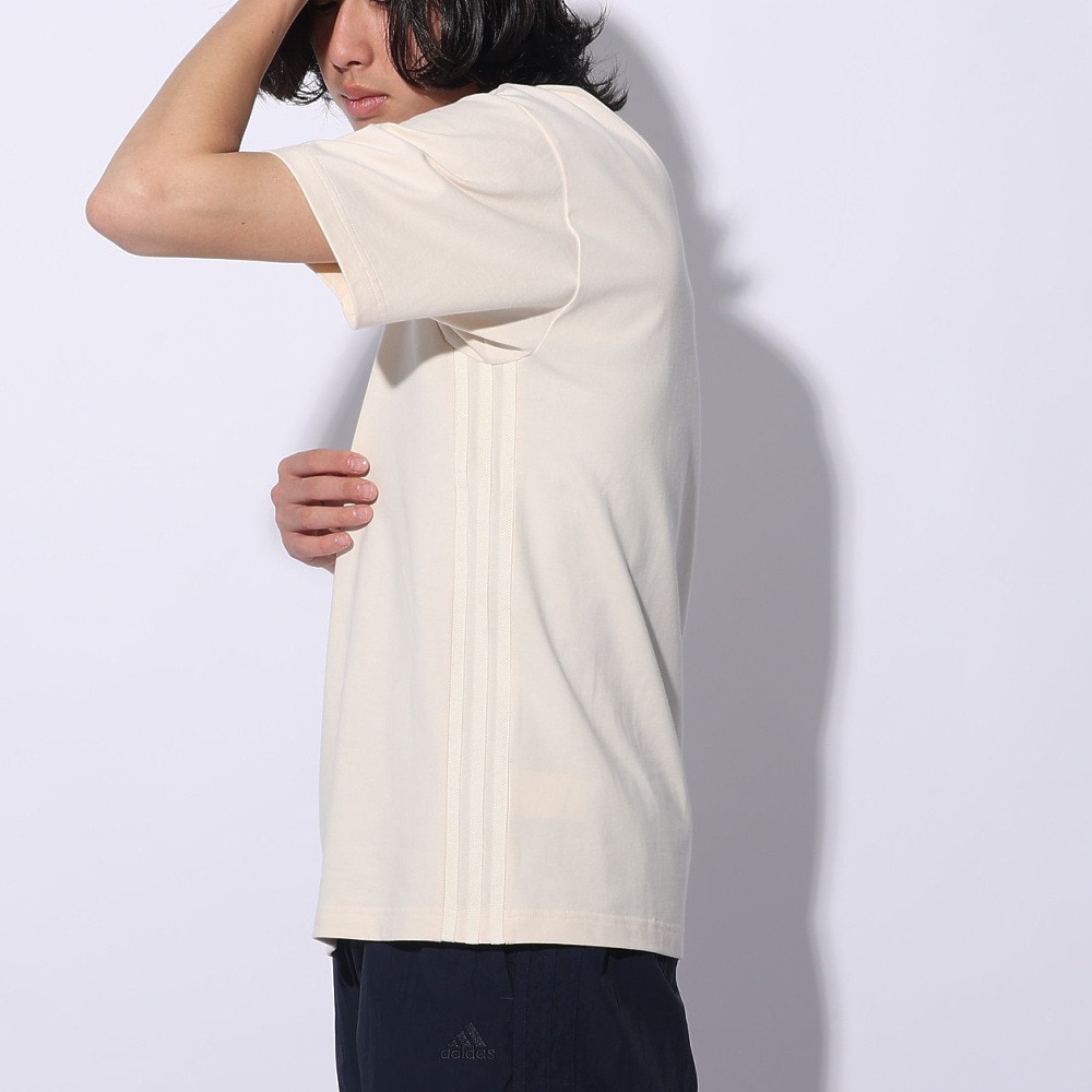 アディダス（adidas）（メンズ、レディース）スリーストライプス Tシャツ 半袖 KUE43-IT0915 白 ヘビーウェイト ルーズフィット