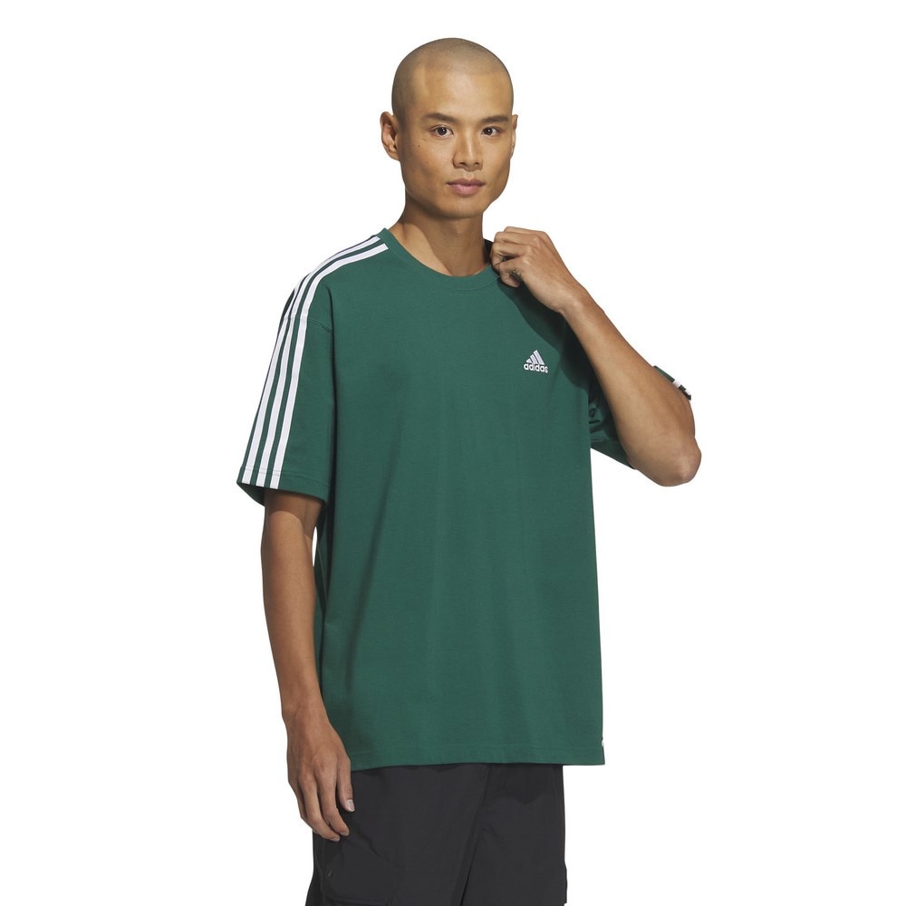 アディダス（adidas）（メンズ）エッセンシャルズ プラス ルーズフィット スリーストライプス 半袖Tシャツ KWE96-JH1066