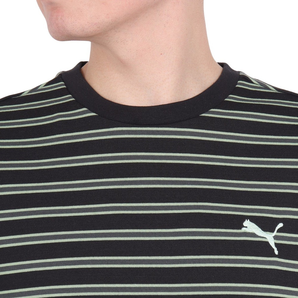 プーマ（PUMA）（メンズ）サマーパック ストライプ 半袖Tシャツ680681 01 BLK