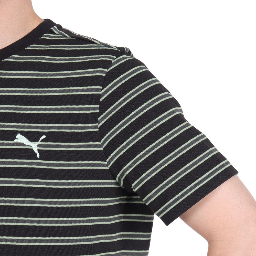 プーマ（PUMA）（メンズ）サマーパック ストライプ 半袖Tシャツ680681 01 BLK