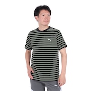 (メンズ)サマーパック ストライプ 半袖Tシャツ680681 01 BLK