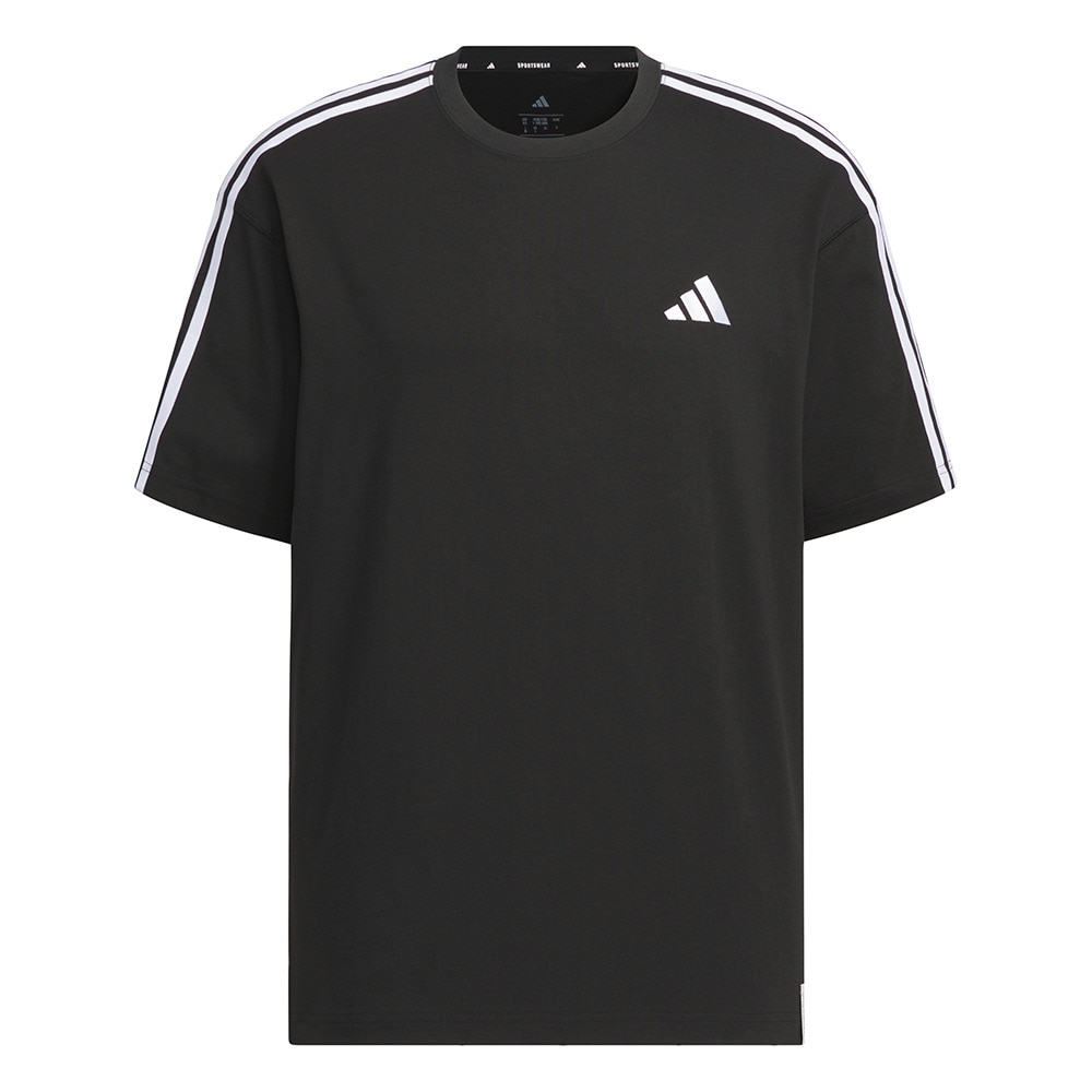 アディダス（adidas）（メンズ）エッセンシャルズ プラス ルーズフィット スリーストライプス 半袖Tシャツ JUP90-JW6944